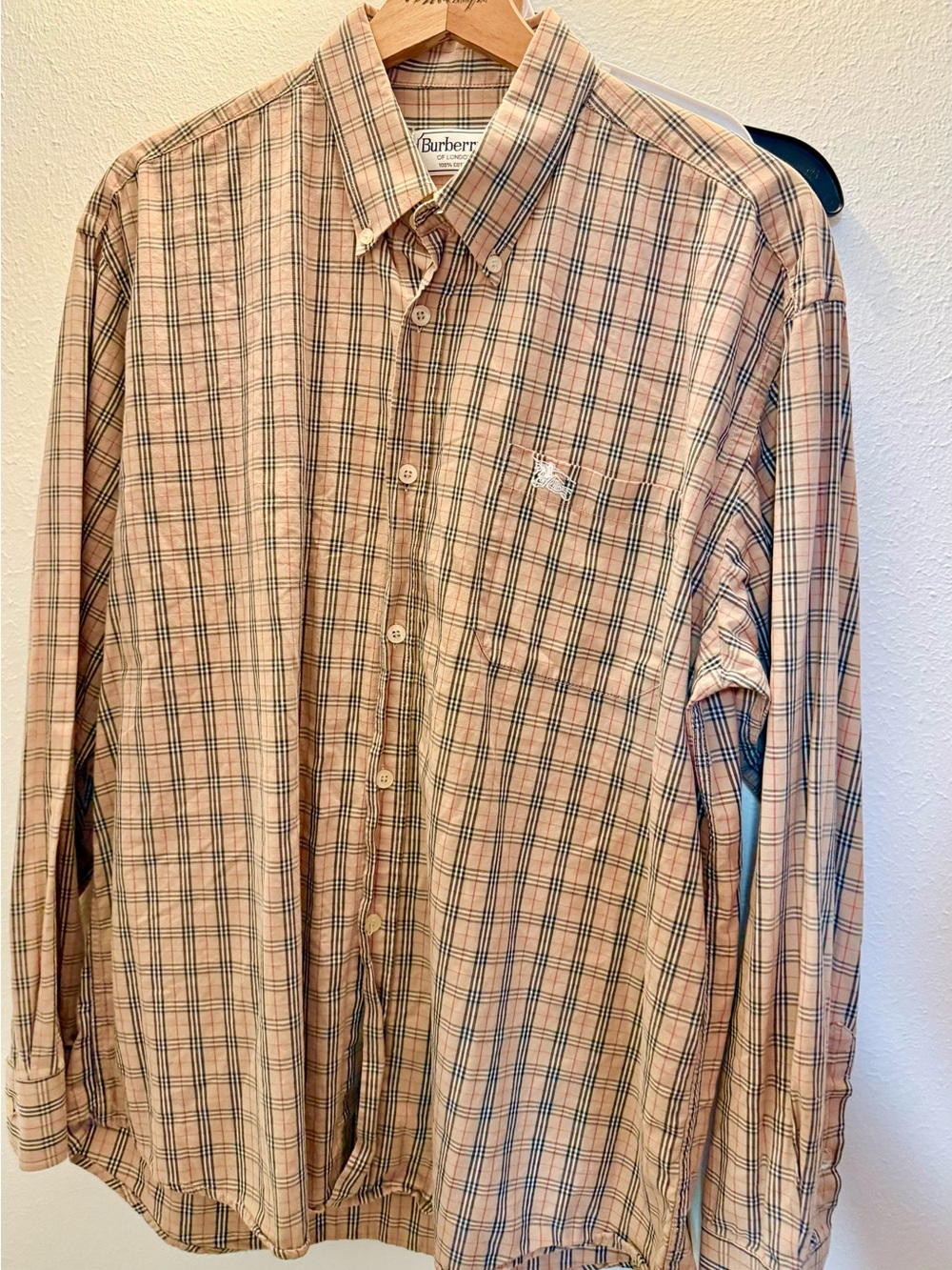 Burberry Beige Plaid Dress Shirt